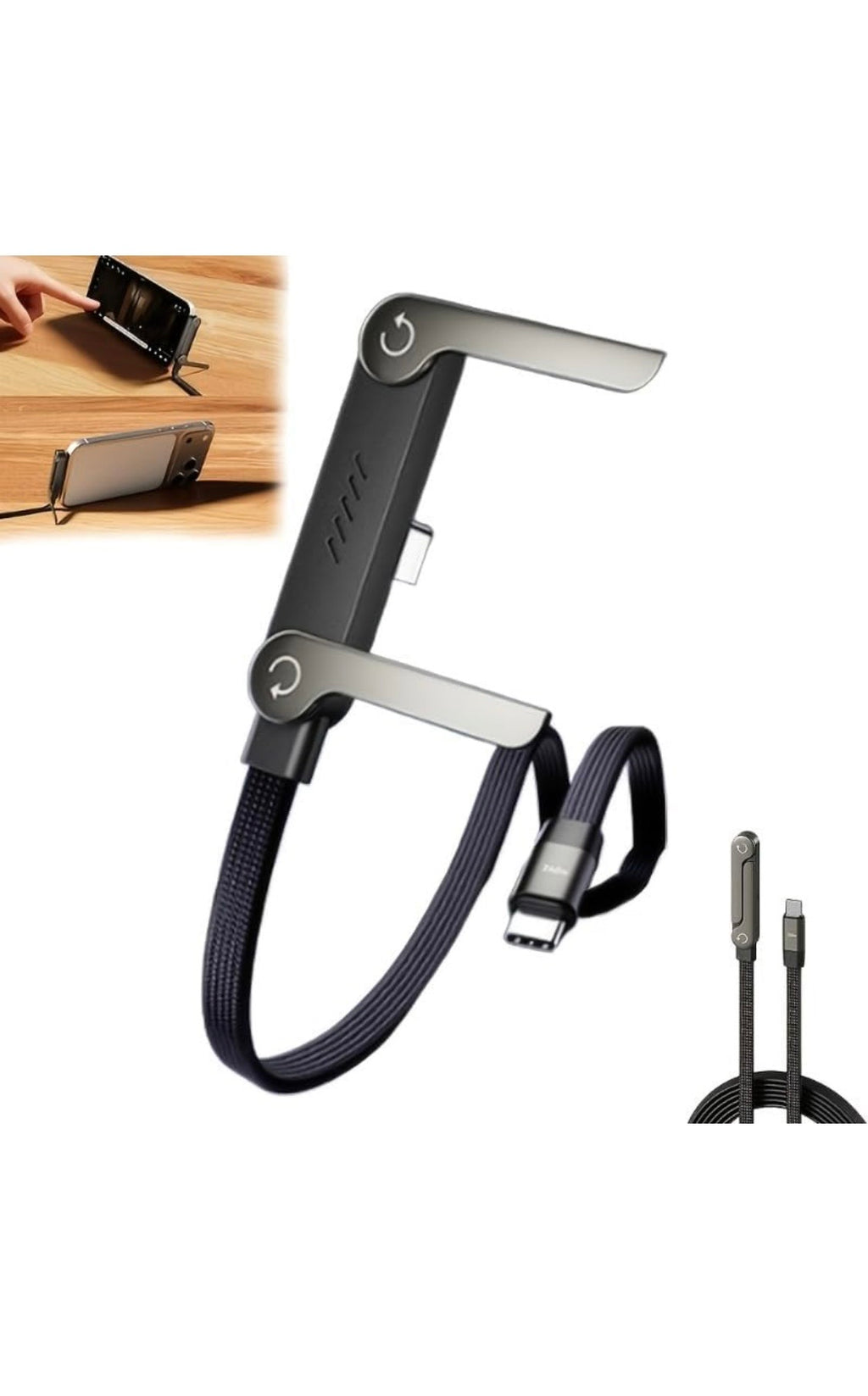 3-in-1 Foldable Charging Cable + Phone Stand 📱⚡